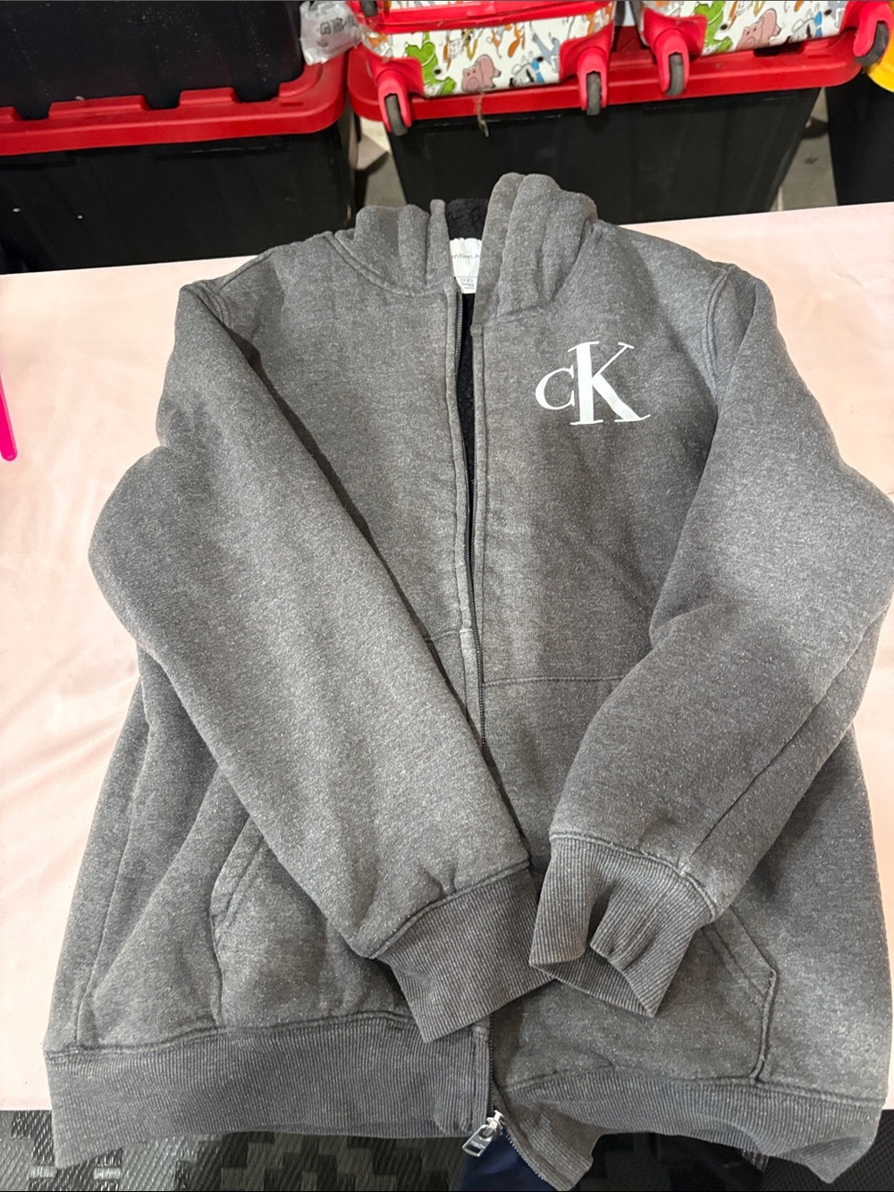 Calvin Klein Kids Gray Zip Hoodie with CK Logo